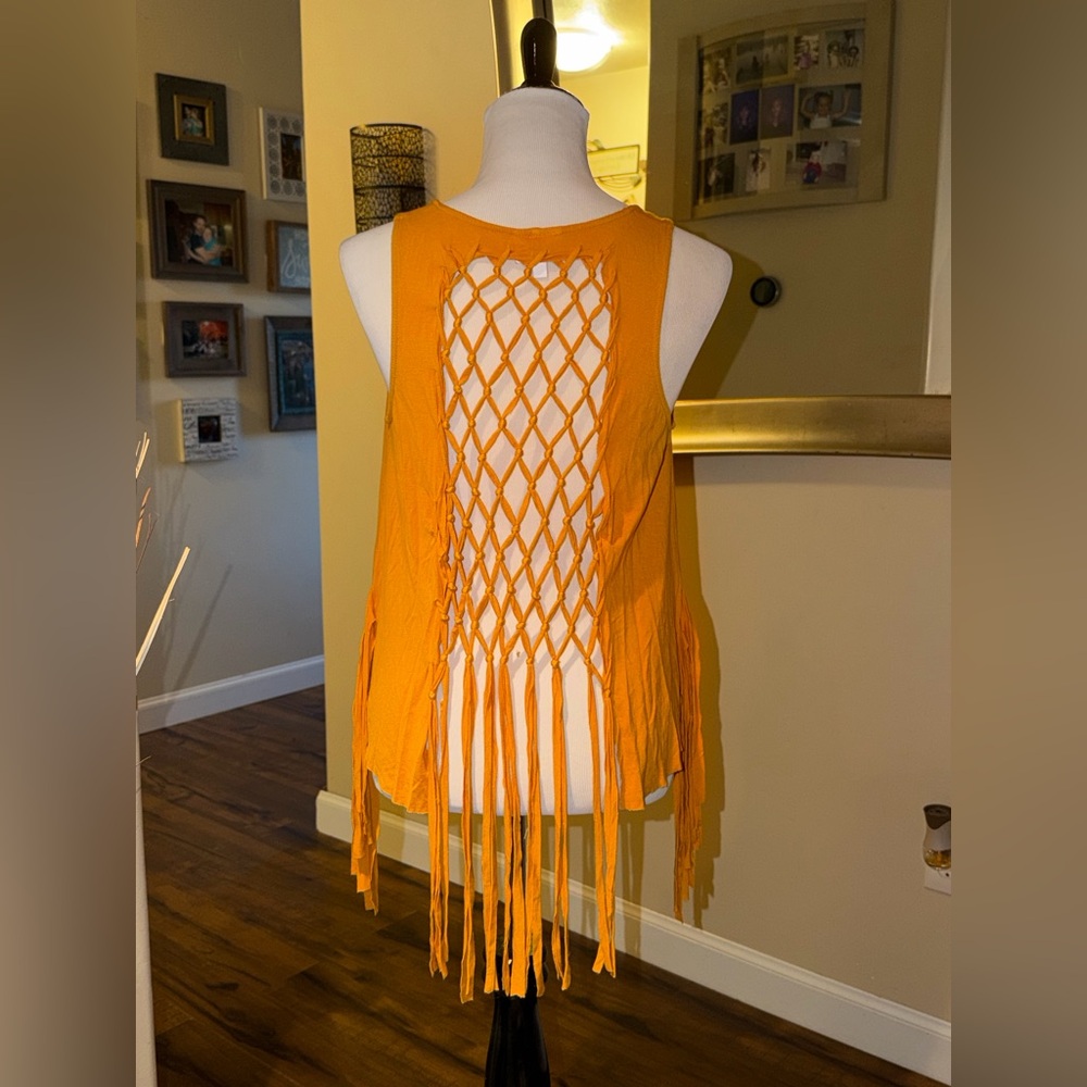 Orange Fringe Tank Top